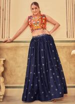 Rangoli Silk Blue Festival Wear Embroidery Work Ready To Wear Lehenga Choli